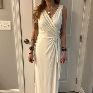Ralph Lauren chaps sleeveless white evening formal maxi dress size 6